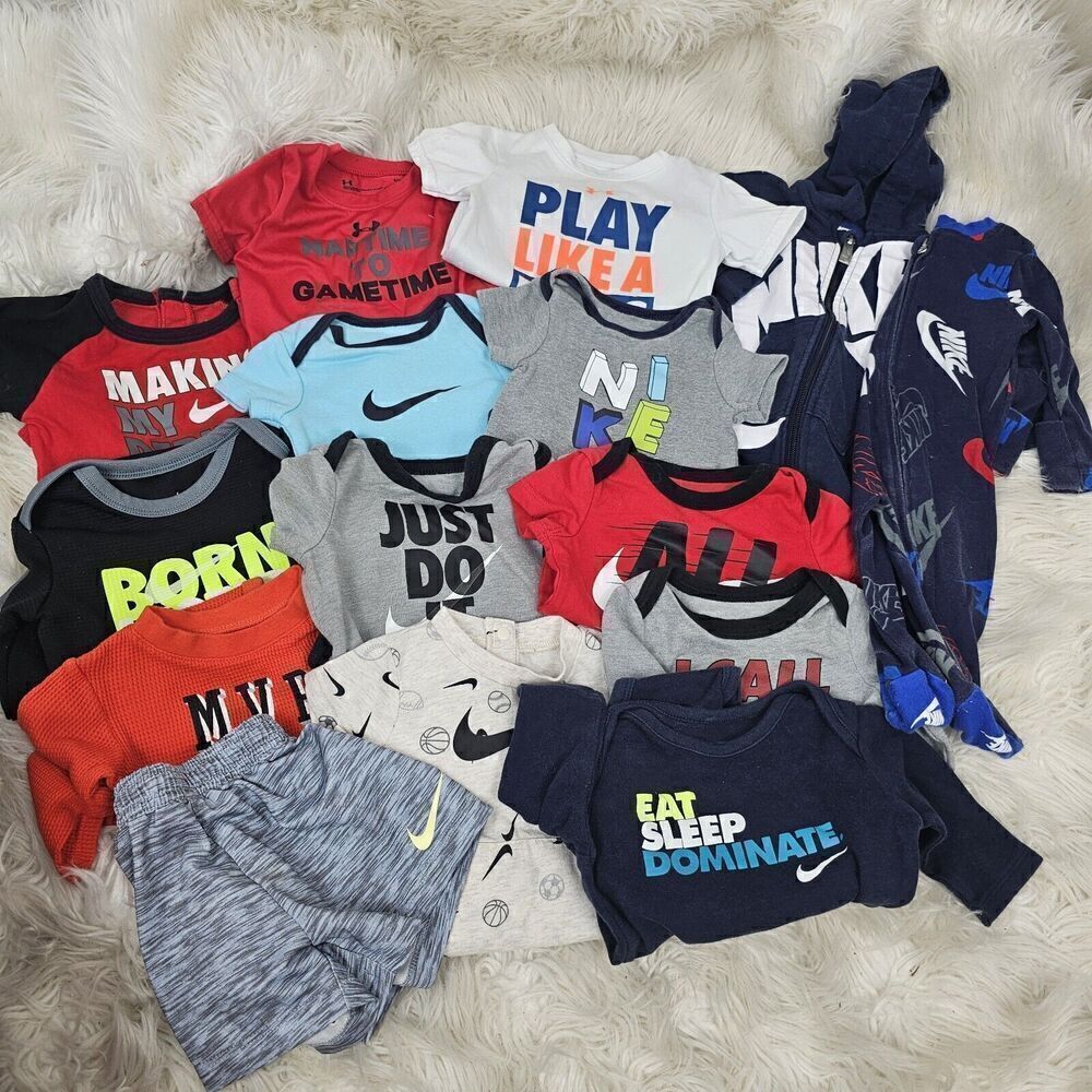 Lot Of 15 Under Armour Nike Bodysuit Sleeper Misc. 0/3-18M Multicolor